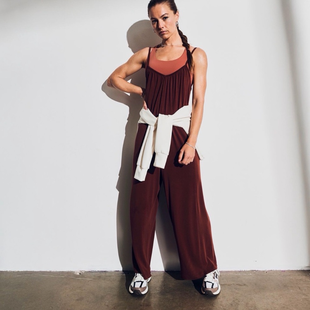 Elegant Brown Jumpsuit with Tie Waist